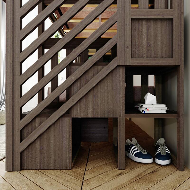 Max and Lily Twin over Twin Staircase Bunk Bed with Storage Drawers