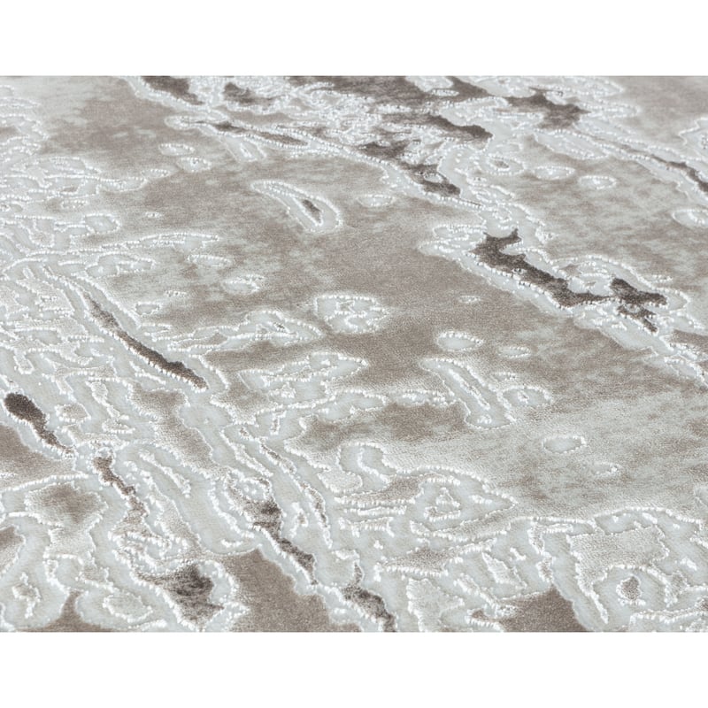 Petra Collection Brown/Beige Abstract Area Rug