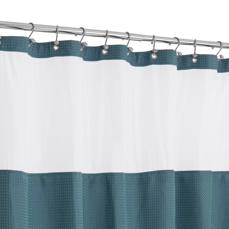 Waffle Weave Shower Curtain with Snap-in Liner 12 Hooks Included