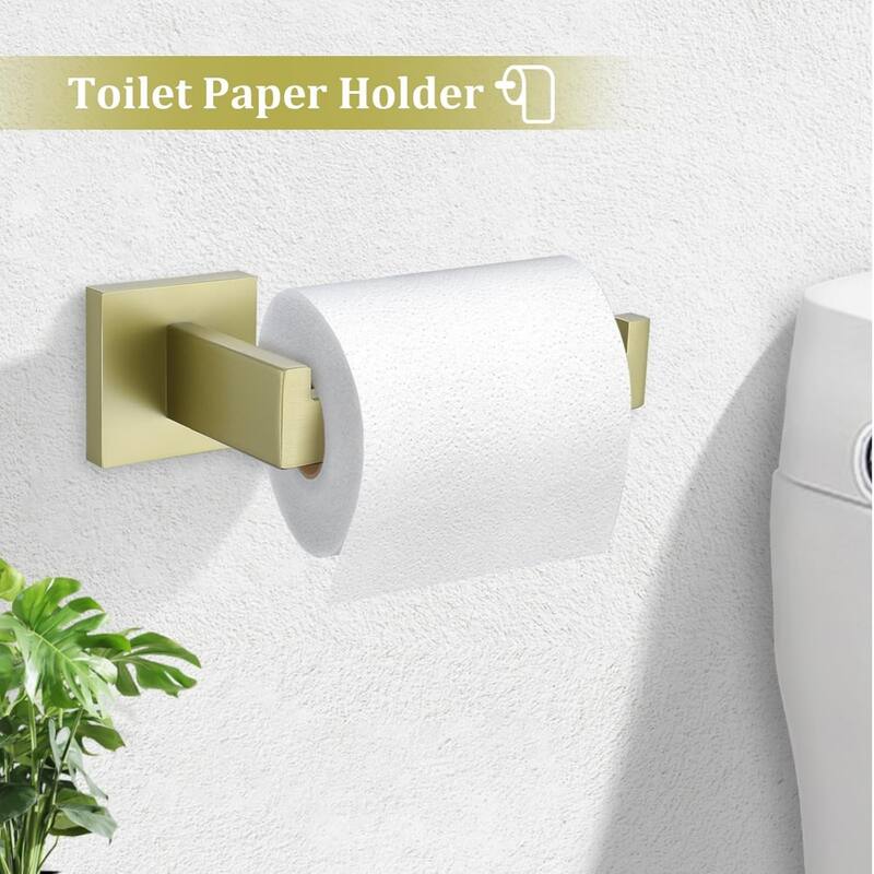 (Brushed Light Gold) 4-Piece Bathroom Hardware Set 16 Inch Towel Bar Set, High Quality Stainless Steel.
