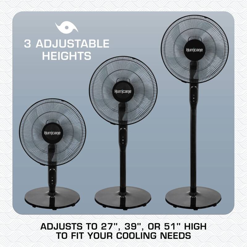 Hurricane 16 Inch Energy Efficient Adjustable Standing Fan w/12 Speed Settings - 15.22