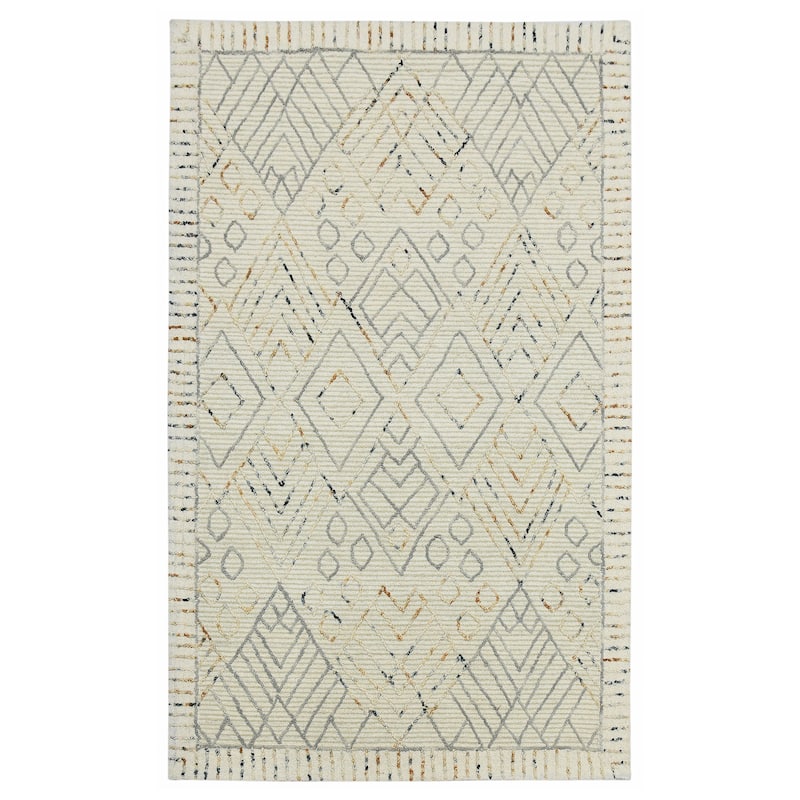 Bakari Drayton Ivory Hand-Hooked Wool Area Rug