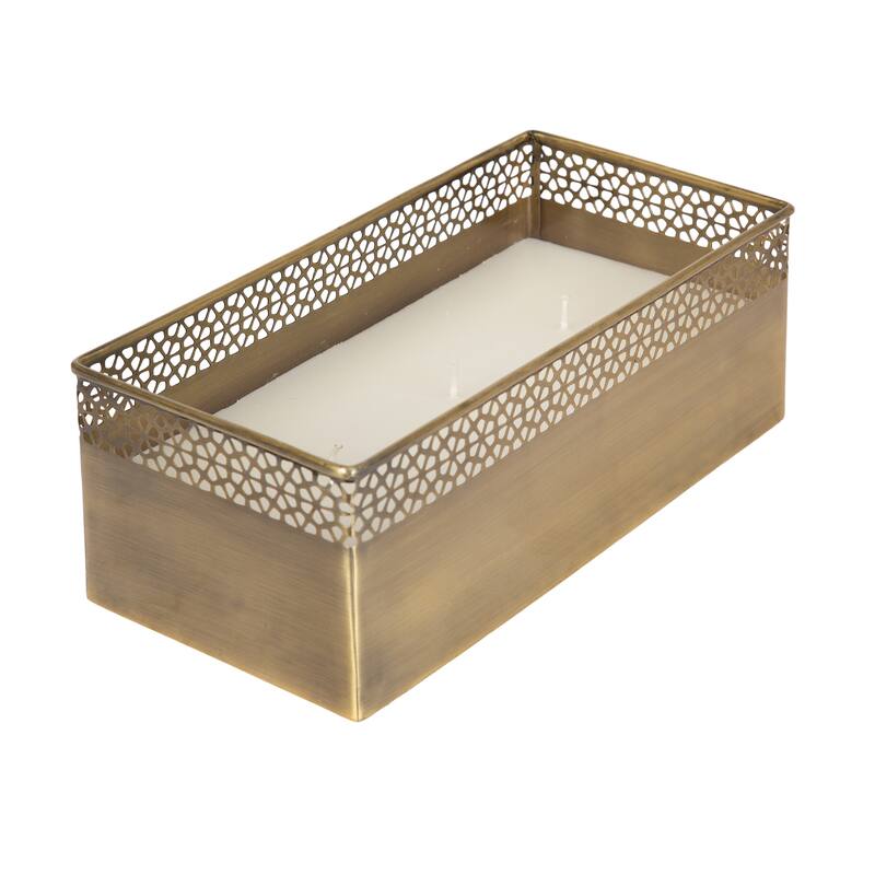 Kate and Laurel Pearce Rectangle Metal Wax Candle - 11x6 - Gold