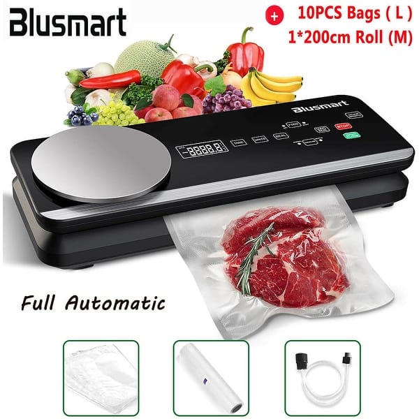 Vacuum Sealer Machine, 80Kpa Stainless Steel Automatic Food Sealer Machine  for Food Preservation Storage with Air Sealing System, Dry and Moist Modes