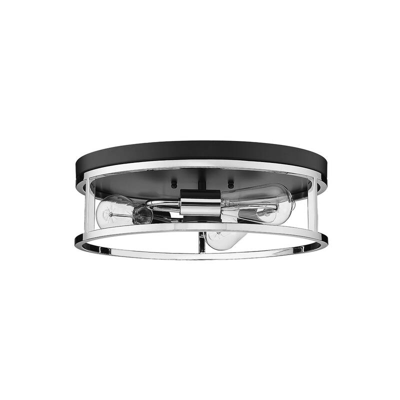 3-Light Black And Chrome Metal Flush Mount