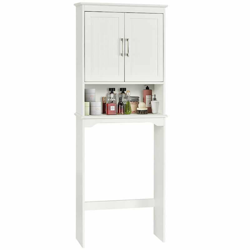 Costway Over The Toilet Space Saver Bathroom Organizer w/ Storage - White