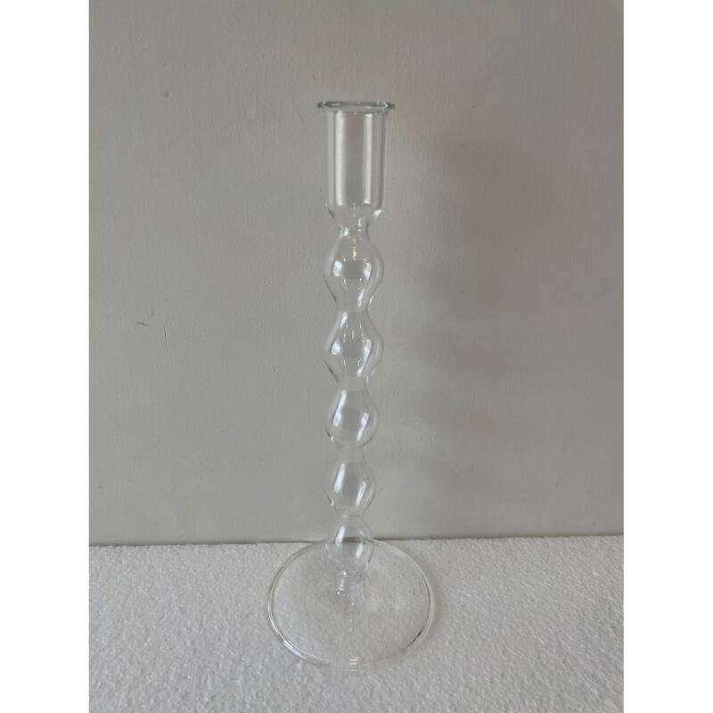 Glass Clear Candle Stand H 10.5" & Dia 4" - CLEAR