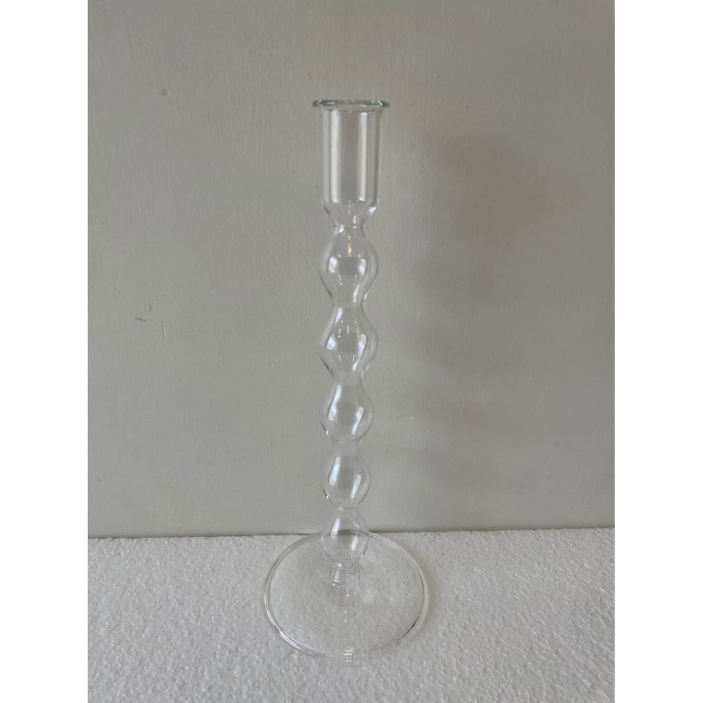 Glass Clear Candle Stand H 10.5" & Dia 4" - CLEAR