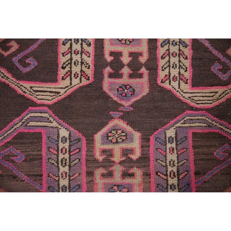 Meshkin Persian Vintage Runner Rug Handmade Wool Carpet - 3'4" x 10'0"