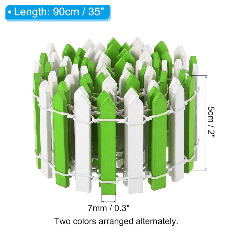 35" L x 2" H Wood Miniature Mini Fairy Garden Picket Fence - 35" L x 2" H