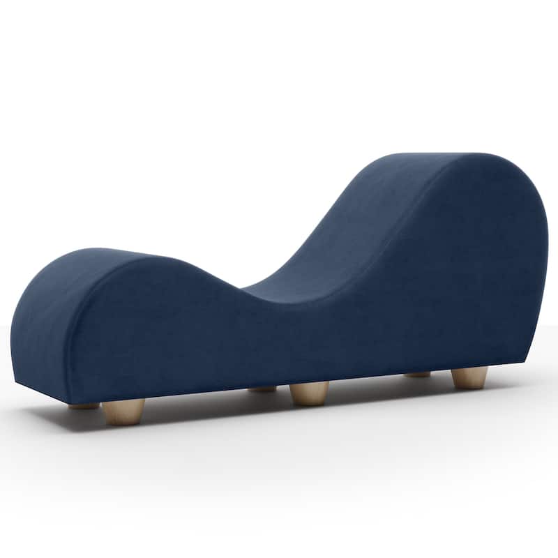 Avana Yoga Chaise Lounge w/ Maple Wood Feet - Ink Blue
