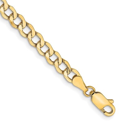 Curata 14k Yellow Gold 4.3mm Semi Solid Curb Chain Bracelet Options: 7" 8"