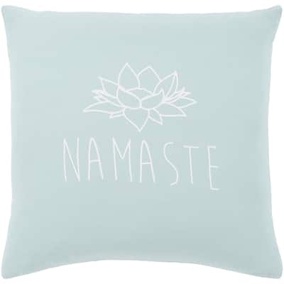 Artistic Weavers Blessed Blue "Namaste" Throw Pillow Cover (20" x 20")
