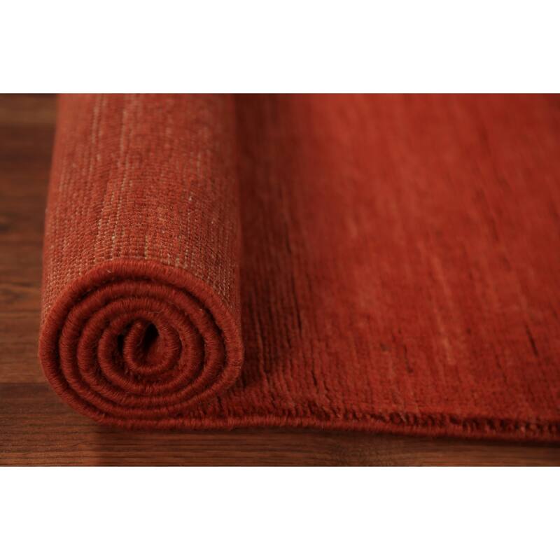 Orange Gabbeh Oriental Rug Handmade Stripe Wool Carpet - 2'9" x 4'2"