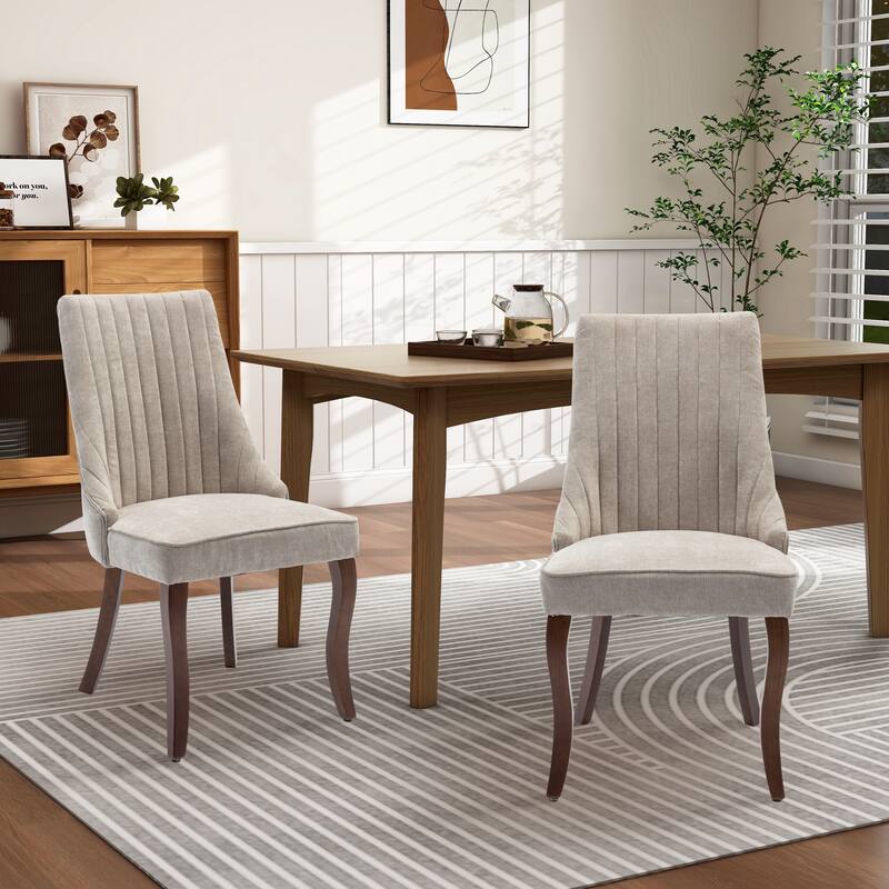 Upholstered Dining Side Chair Accent Chair （Set of 2) - Beige