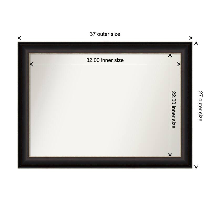 Trio Oil Rubbed Bronze Framed Non-Beveled Custom Wall Mirror, Bathroom Vanity Mirror - Outer Size: 36.5 x 26.5