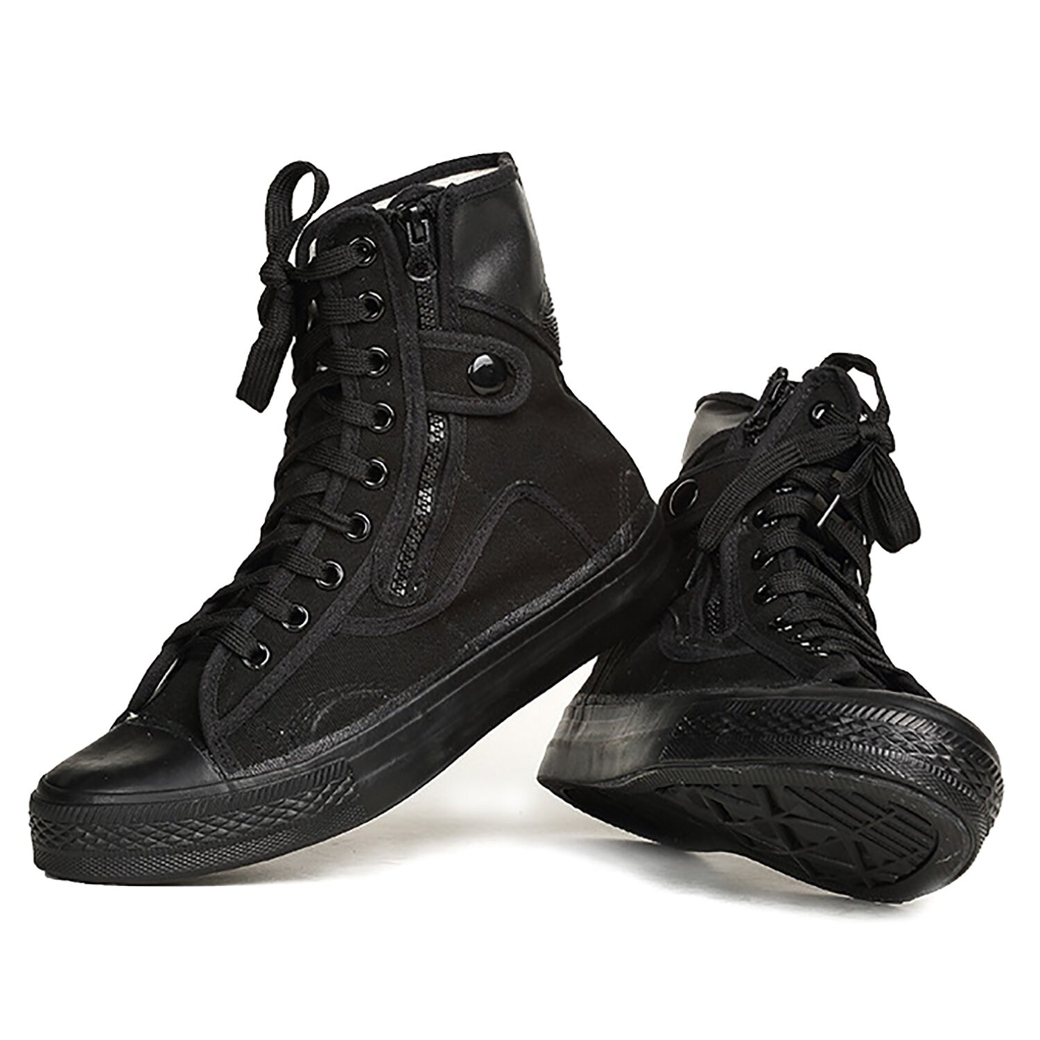 Mens Shoes Mens Canvas Shoes Hightop Sneakers Flat Ankle Boot Lace Up Shoes Black Fashion Sneakers Men