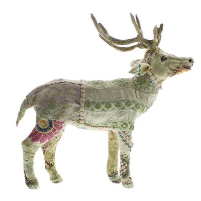 12 Inches Fabric Wrapped Stag Figurine, Multicolor