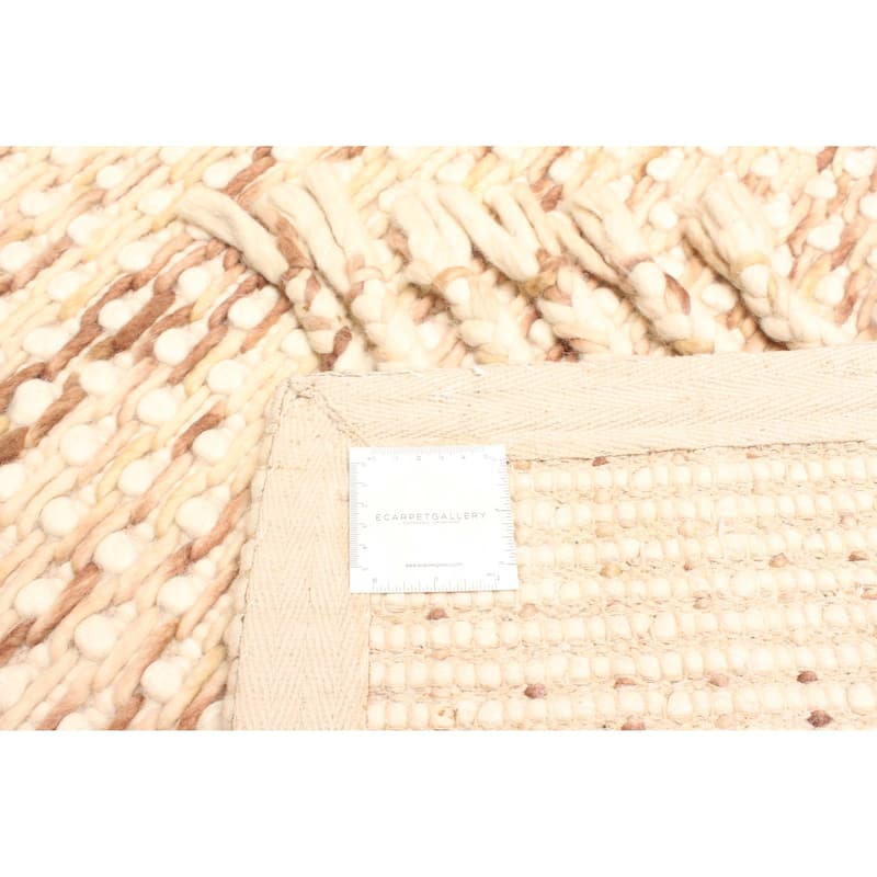 ECARPETGALLERY Braid weave Sienna Beige Wool Rug - 5'1 x 7'10