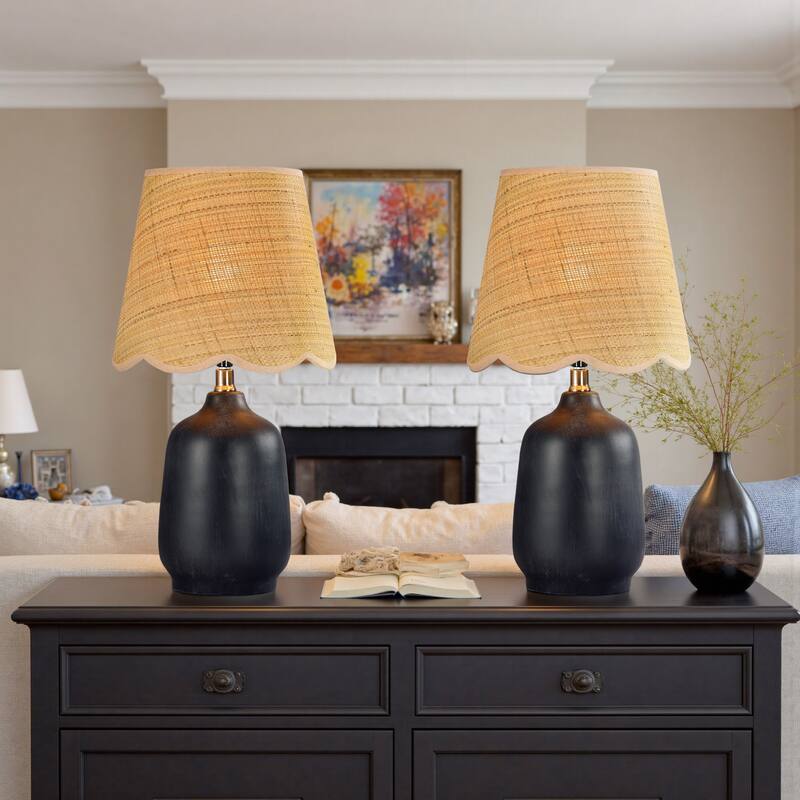 18.9" Ceramic LED Table Lamp, Living Room Lamps For End Tables