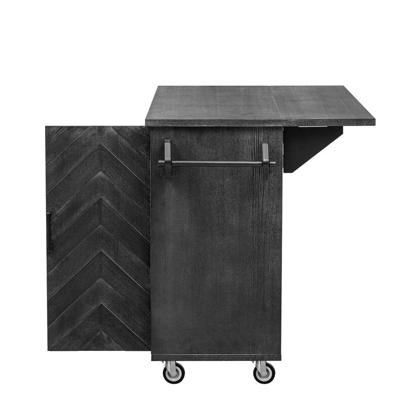 Mobile Kitchen Island on Wheels, Rolling Island Cart with Drop Leaf, Kitchen Island with Storage Rack & Adjustable Shelves