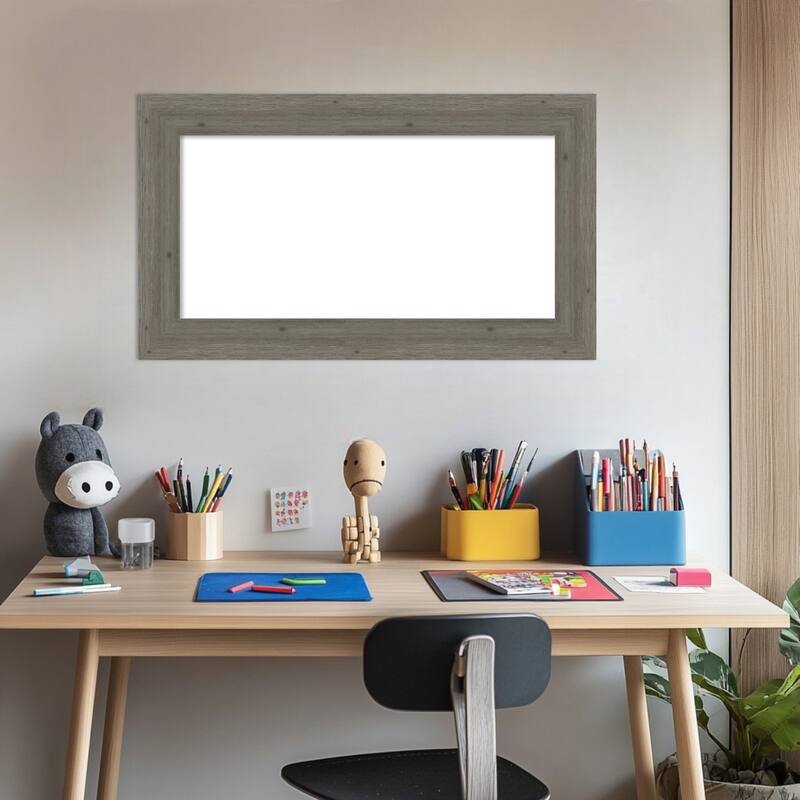 Amanti Art Fencepost Brown Narrow Framed Dry Erase Magnetic Board