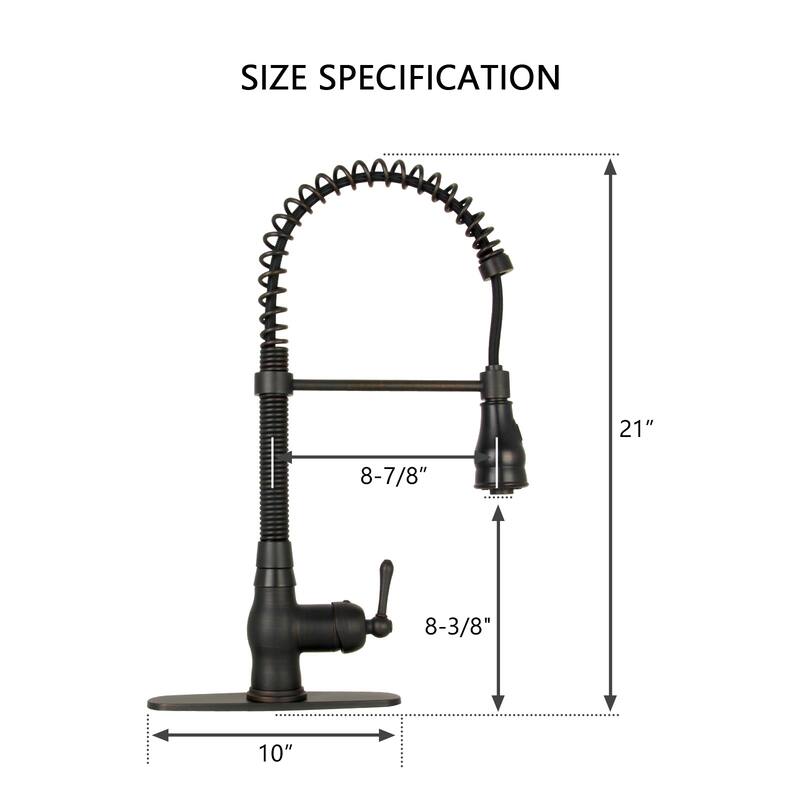 Pre-Rinse Spring Kitchen Faucet, Single Level with Pull Down Sprayer