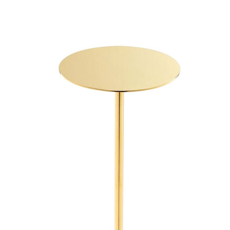 8 in. Gold and White Round Faux Marble End Table, Sturdy Build End Side Table for Living Rooms