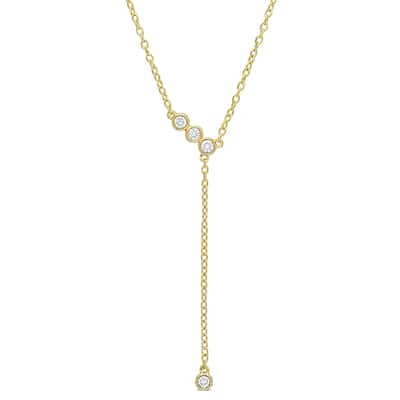 1/8ct TW Lab-Grown Diamond Lariat Y-Necklace in 18k Yellow Gold Plated Sterling Silver