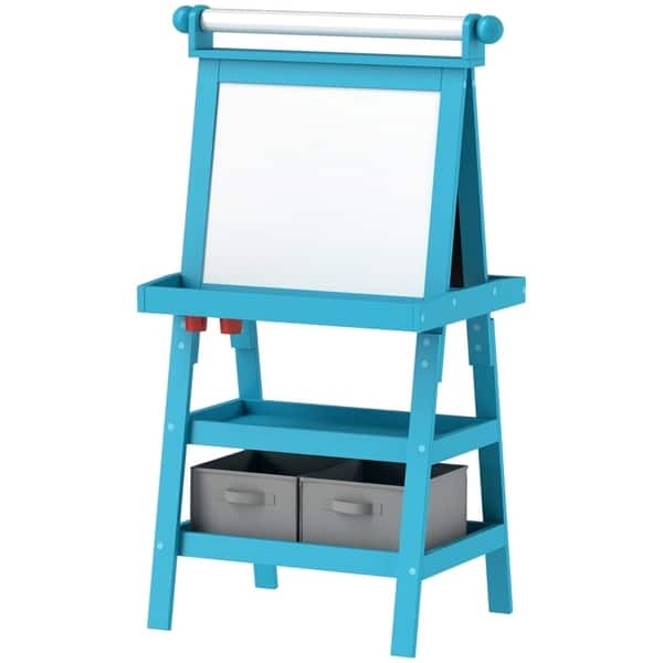 slide 2 of 13, 3 in 1 Children's Toys Double-Sided Easel with Two Storage Baskets Blue