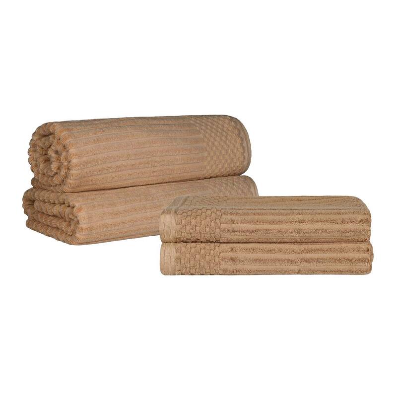 Superior Ribbed Cotton Absorbent Heavyweight Bath Sheet and Bath Towel Set
