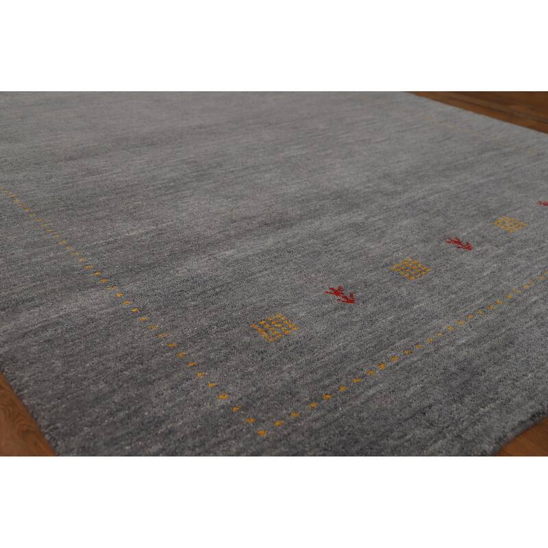Hand Knotted Oriental 100% Wool Carpet Tribal Tribal Greys & Charcoal Gabbeh Area Rug - 7' 10'' X 5' 8''