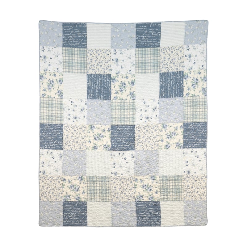 Donna Sharp Blue Pastures Cotton Lap Quilt 36"x 48" - 36"x48" - Blue/Cream