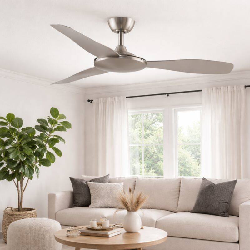 Fanimation GlideAire 52 inch Indoor/Outdoor Smart Ceiling Fan with Remote - Brushed Nickel