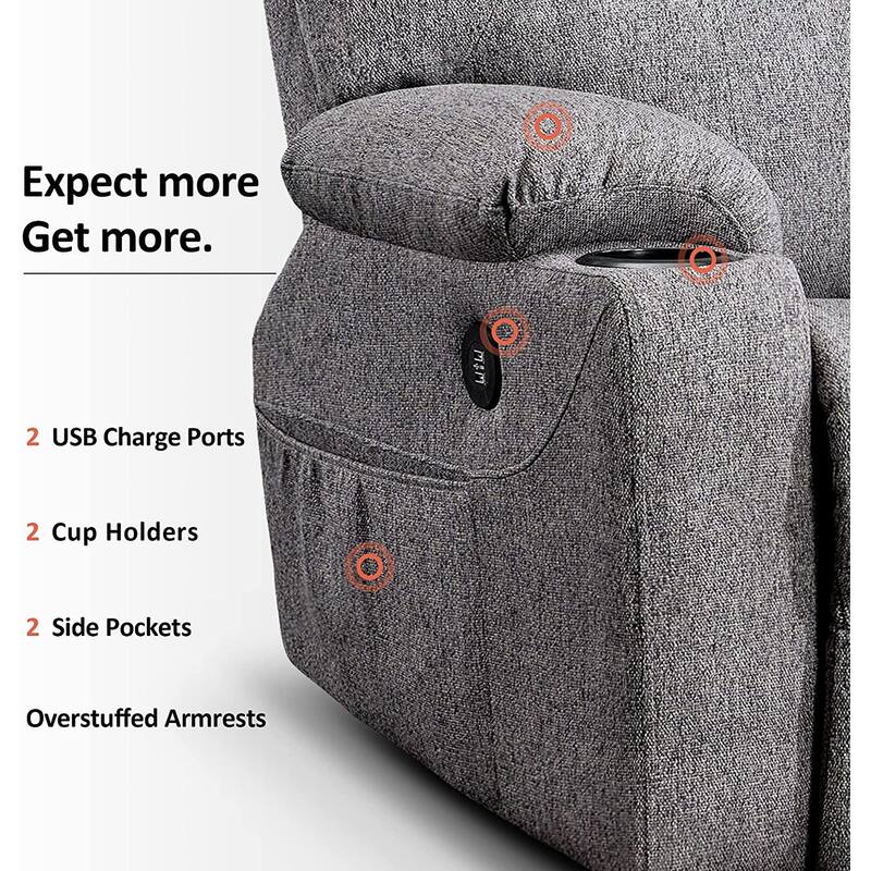 MCombo Electric Power Lift Recliner Chair Sofa with Massage and Heat, 3 Positions, USB Ports, Fabric 7040