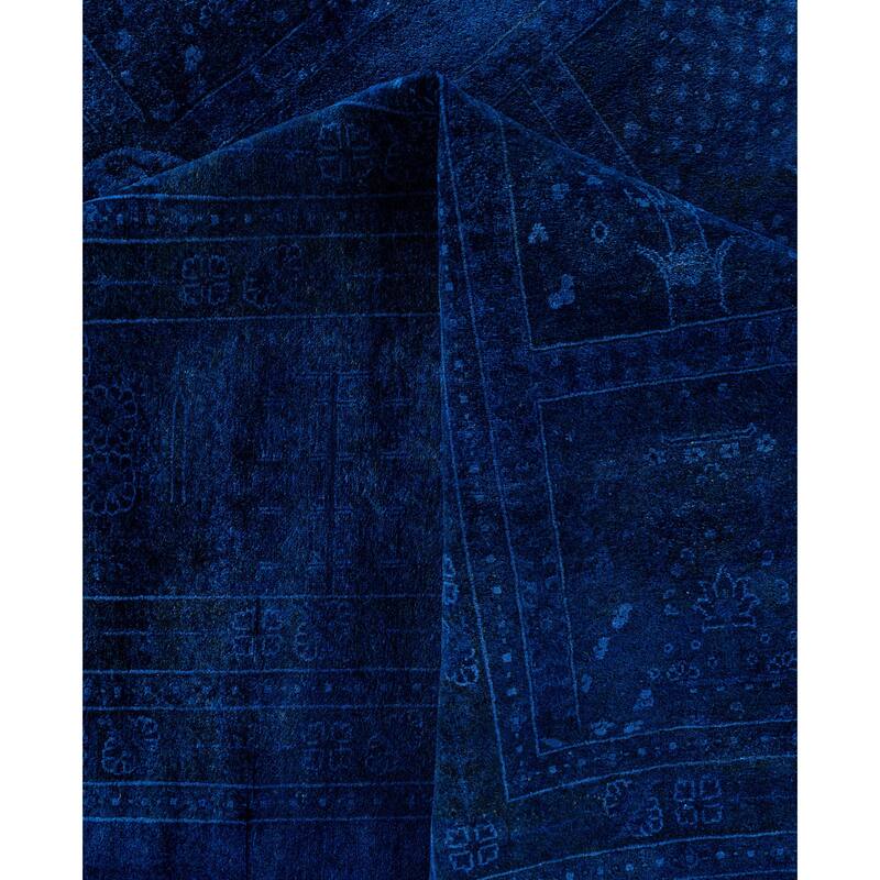 Overdyed One-of-a-Kind Hand-Knotted Area Rug - Blue - 12' 4" x 18' 0"
