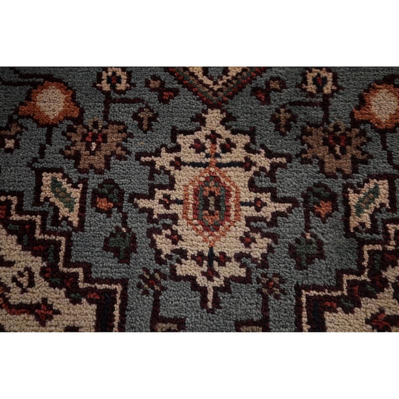 Blue Geometric Heriz Serapi Oriental Area Rug Handmade Wool Carpet - 4'0"x 6'0"