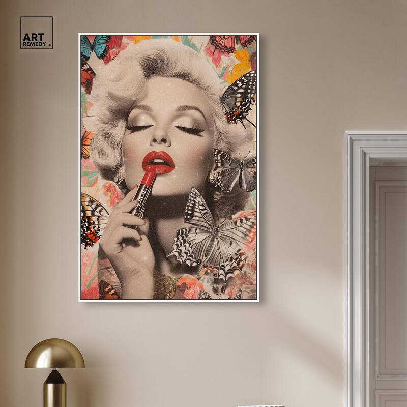 Iconic Lady Butterfly Collage Canvas by Art Remedy