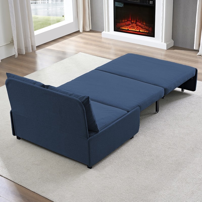 Mixoy Full/Queen Size Sofa Bed,2 in 1 Convertible Linen 1-Seater/Loveseat Sleeper Sofa Couch with Cushions