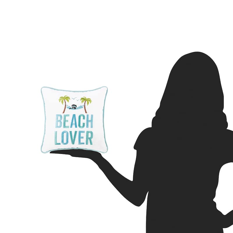 10" x 10" Beach Lover Embroidered Small Petite Throw Pillow