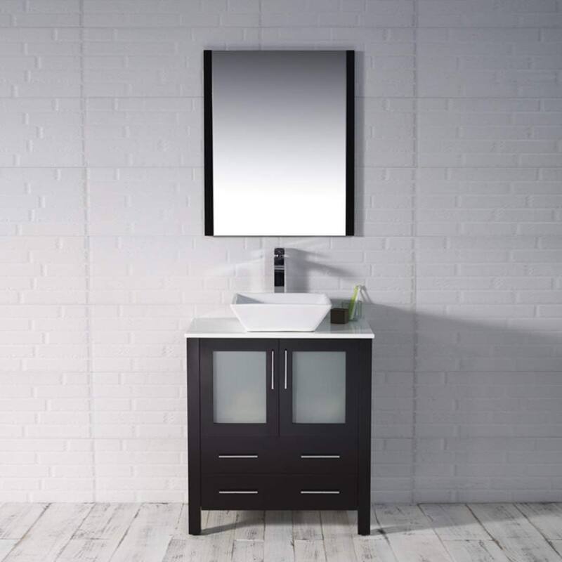Blossom Sydney 30" Bathroom Vanity with Ceramic Vessel Sink and Mirror - Espresso - Espresso Finish