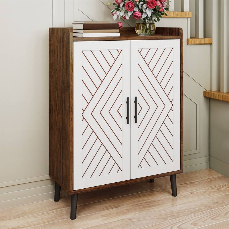 Moasis 5-Tier Shoe Storage Cabinet with Doors For Entryway Living Room - White