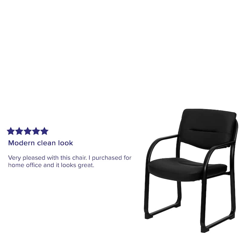 LeatherSoft Executive Reception Chair with Sled Base and Foam Padded Seat