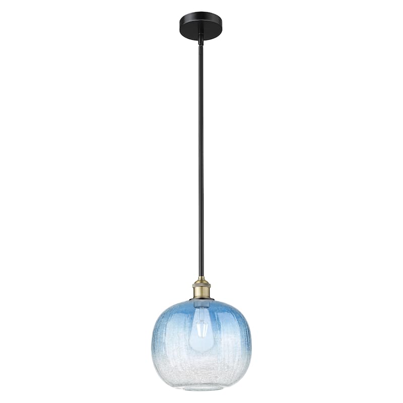 Innovations Lighting Endless Possibilities Edison - Brookhaven Sphere - 1 Light 11" Stem Hung Mini Pendant - Black Antique Brass/Sapphire Blue