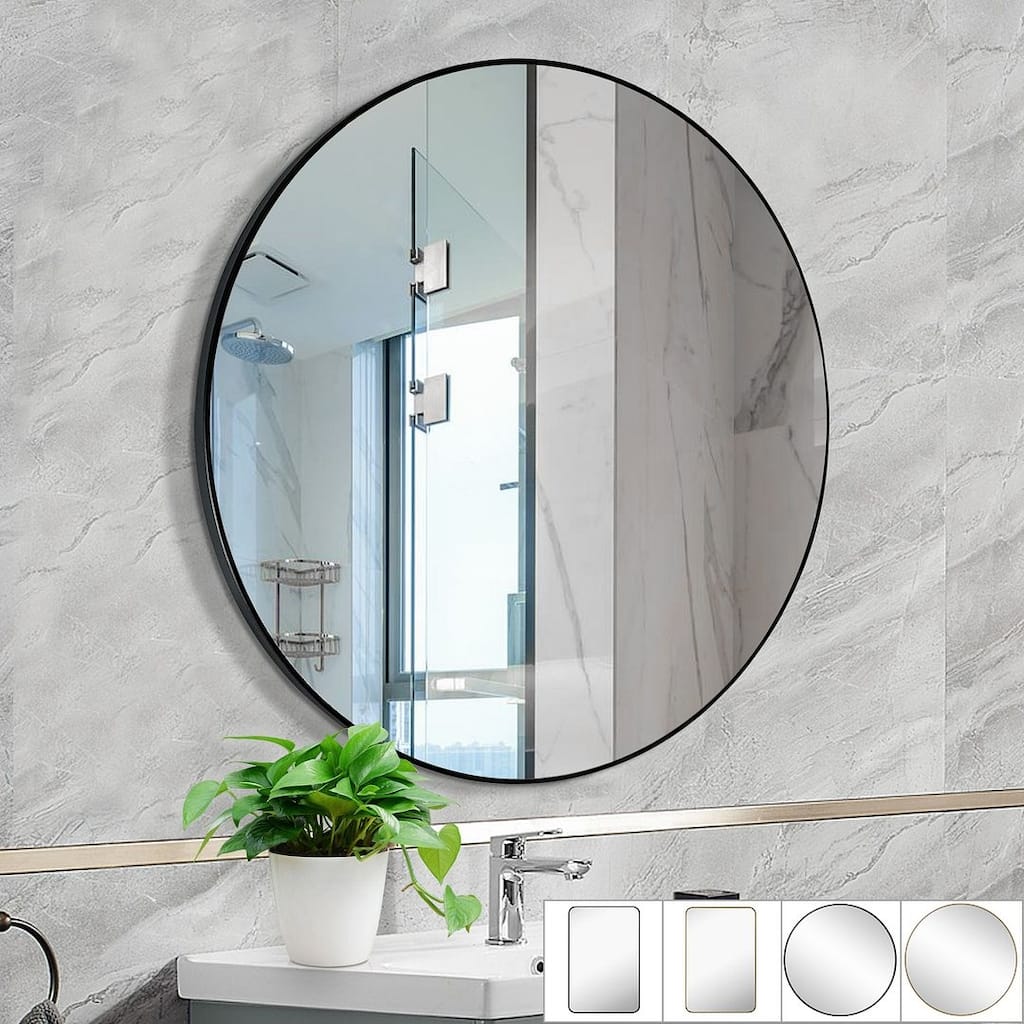 Mirror Trend Round Flat Metal-framed Wall Mirror