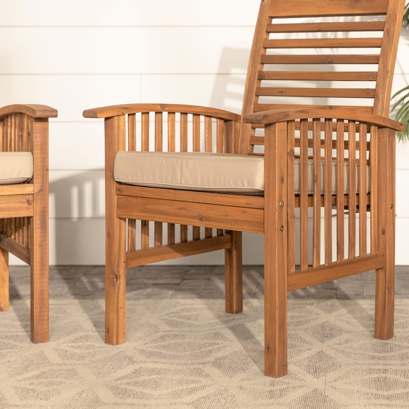Walker Edison Surfside Acacia Wood Outdoor Chairs (Set of 2)