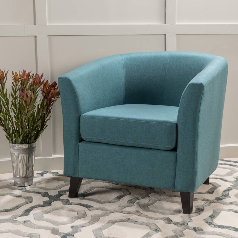 Roomfitters Modern Upholstered Club Chair with Curved Backrest, Comfortable Accent Armchair for Living Room or Office - Teal