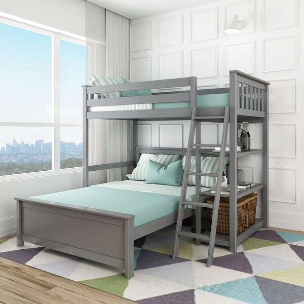 Maurice full loft bed with desk and bookcase cheap