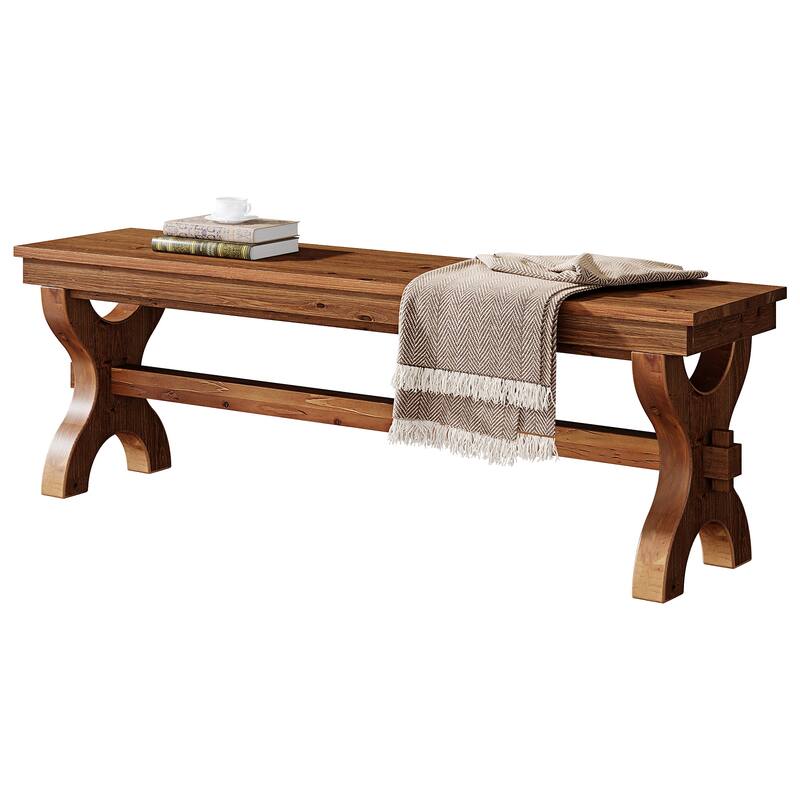 Solid Wood Entryway Bench, Farmhouse Dining Bench, Hallway Accent Seat Bench for Living Room Bedroom