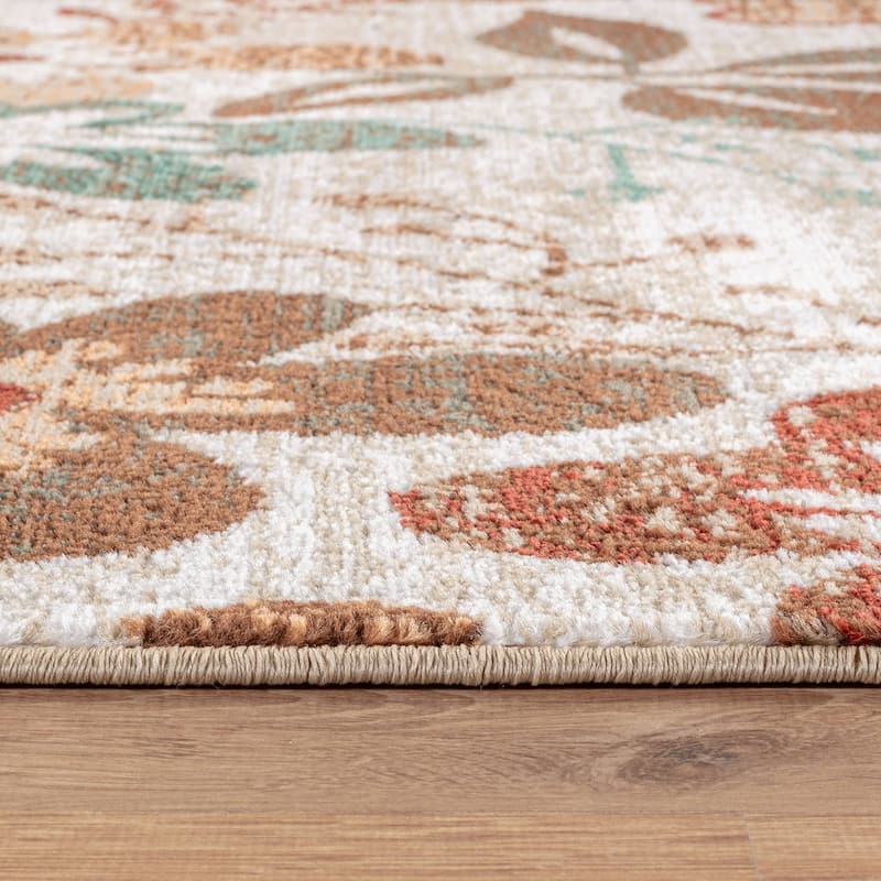 Beige Multi Garden Floral Stylish and Durable Area Rug